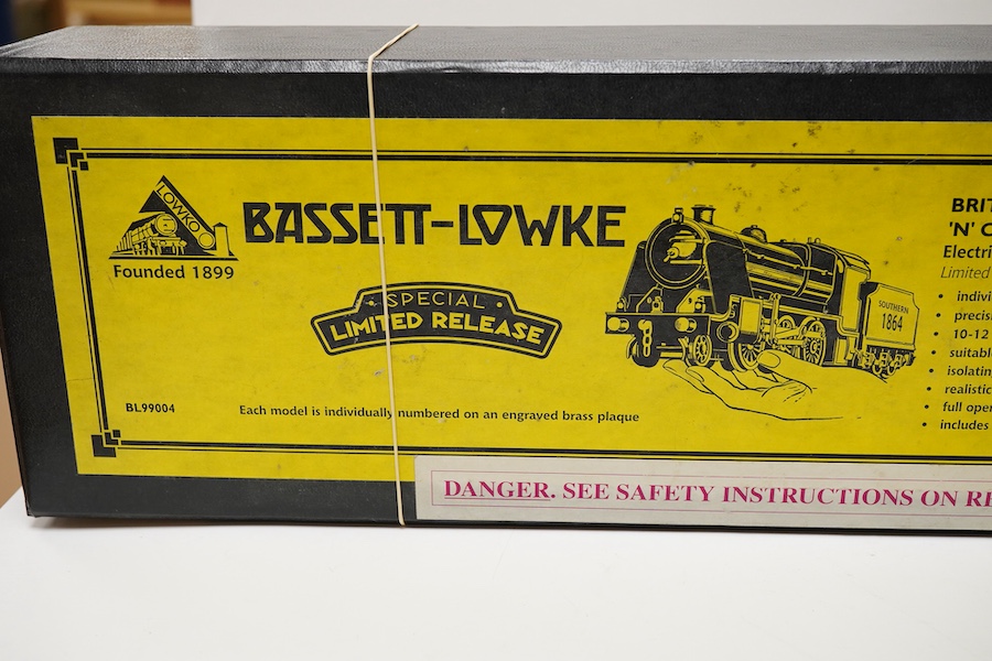 A boxed Bassett-Lowke by Corgi 0 gauge tinplate British Railways Maunsell N class 2-6-0 tender locomotive, 31407, in lined black livery, a special limited release, with option for two or three rail running, with instruct